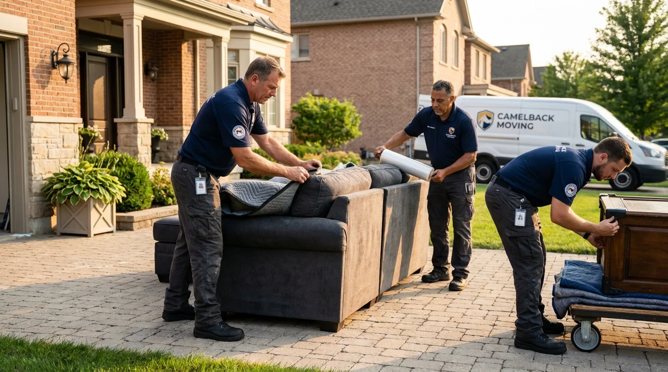 Large estate moving crew wrapping furniture in Shelburne Falls, MA